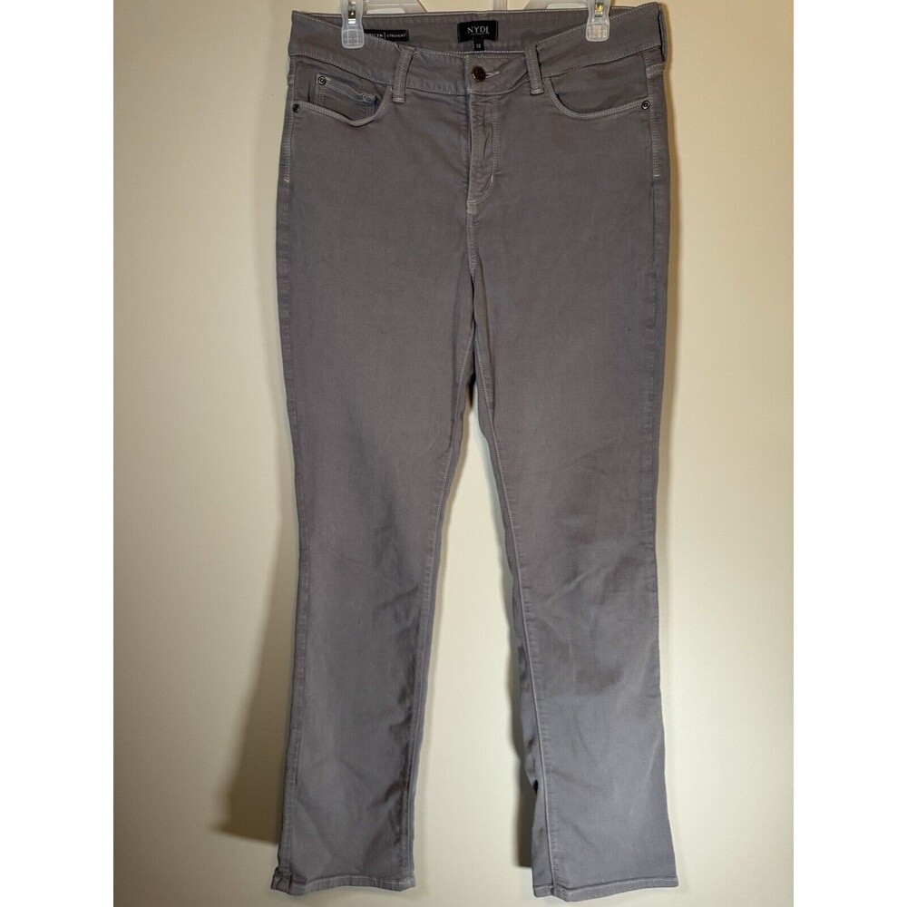 NYDJ Jeans Womens Size 12 Marilyn Straight Legged Gray With Pockets
